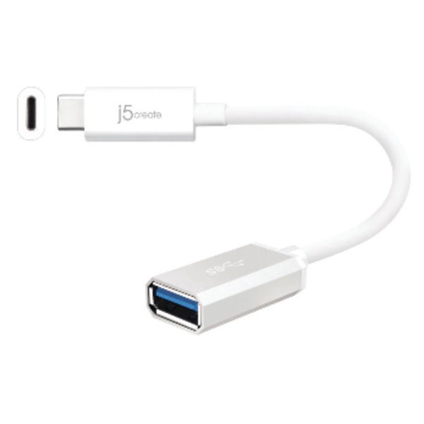slide 4 of 4, j5create Usb 3.1 Type-C To Type-A Adapter, 4'', White, Jucx05, 1 ct