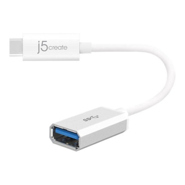 slide 3 of 4, j5create Usb 3.1 Type-C To Type-A Adapter, 4'', White, Jucx05, 1 ct