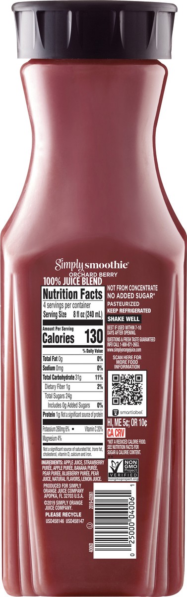 slide 2 of 8, Simply Smoothies Orchard Berry Juice 100 Bottle- 32 fl oz, 32 fl oz