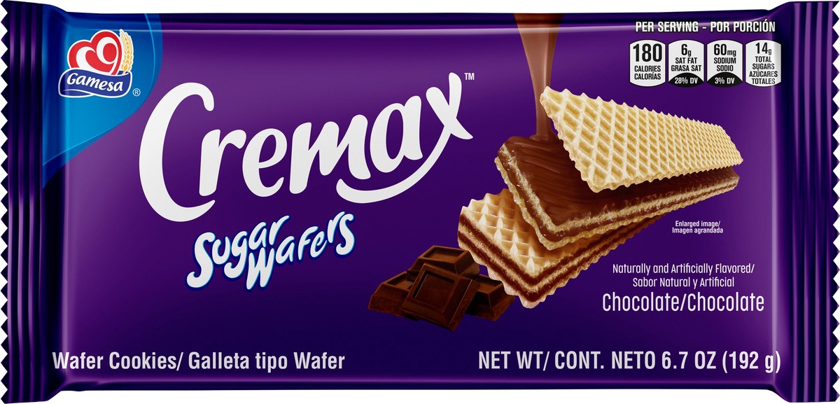 slide 1 of 3, Gamesa Cremax Chocolate Sugar Wafers 6.7 oz Wrapper, 6.8 oz