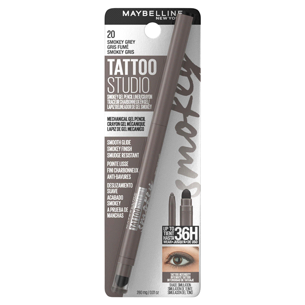 slide 1 of 1, Maybelline TattooStudio Tattoo Brow Pigment Brow Pencil - Smokey Grey, 0.01 oz