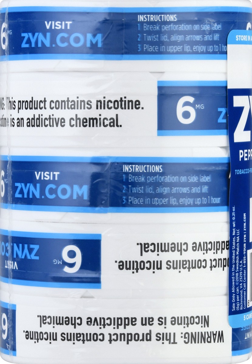 slide 3 of 10, ZYN 6 mg Peppermint Nicotine Pouches 5 ea, 