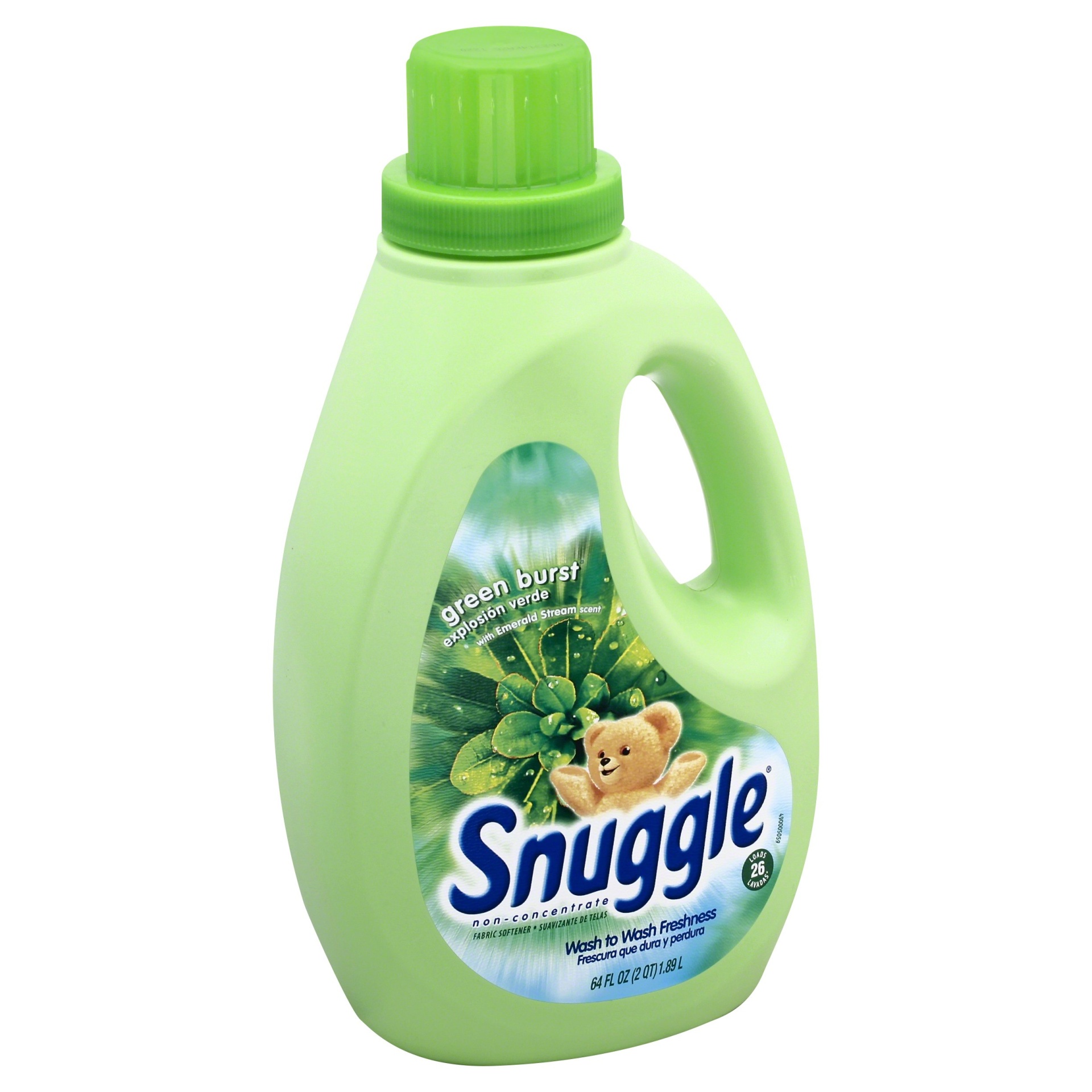 slide 1 of 1, Snuggle Green Burst Non-Concentrate Liquid Fabric Softener, 64 fl oz