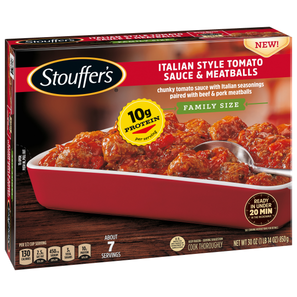 slide 11 of 29, Stouffer's Stouffer''s Italian Style Tomato Sauce & Meatballs, Family Size, Frozen Meatballs, 30 oz