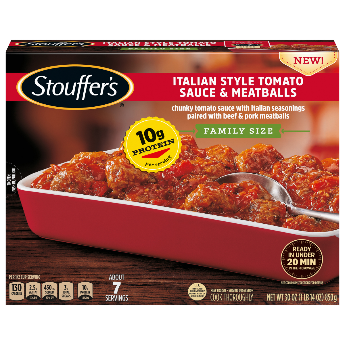 slide 1 of 29, Stouffer's Stouffer''s Italian Style Tomato Sauce & Meatballs, Family Size, Frozen Meatballs, 30 oz