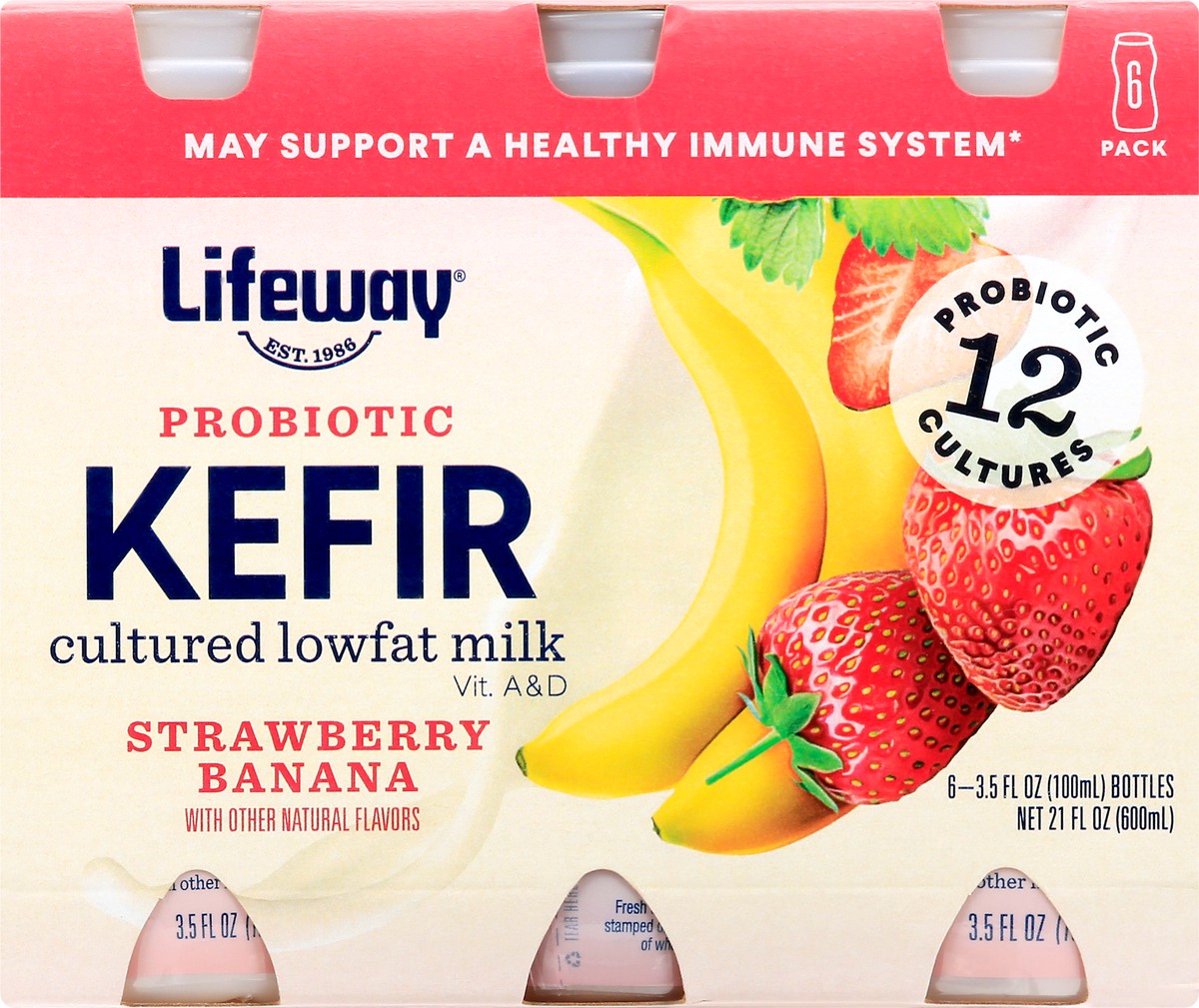 slide 7 of 13, Lifeway 6 Pack Strawberry Banana Kefir 6 ea, 6 ct