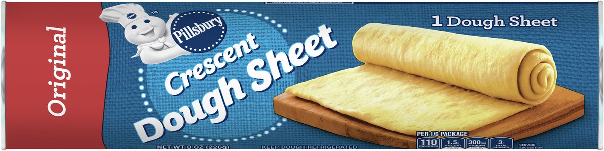 slide 10 of 14, Pillsbury Dough Sheet, Original Crescent, Refrigerated Canned Pastry Dough, 1 Sheet, 8 oz, 8 oz