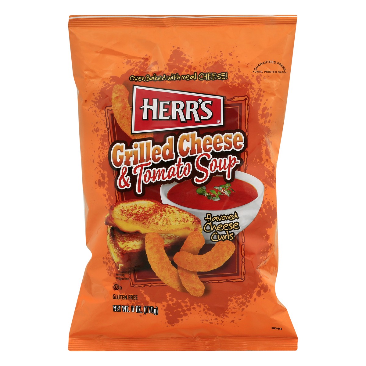 slide 1 of 13, Herr's Grilled Cheese & Tomato Soup Cheese Curls 6 oz, 7 oz