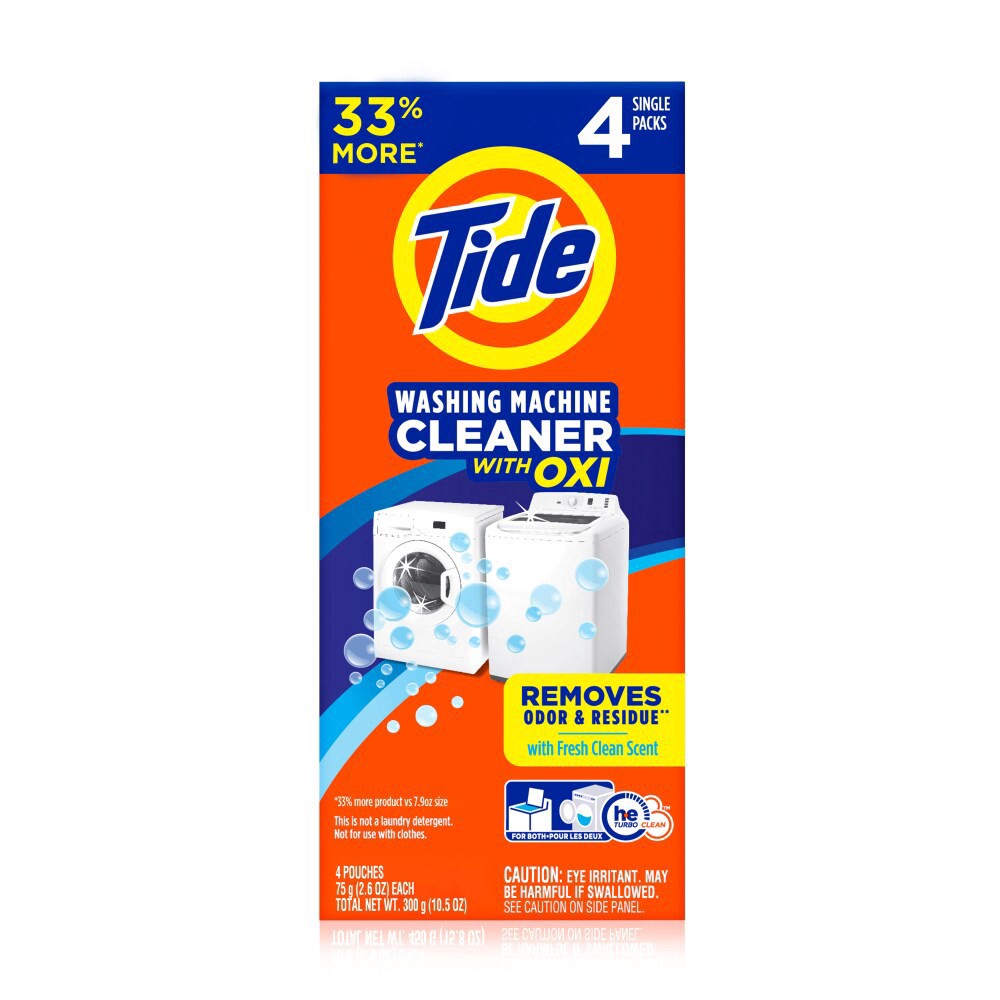 slide 1 of 2, Tide Washing Machine Cleaner 4 Month Value Pack 4 - 2.5 oz Pouches, 4 ct