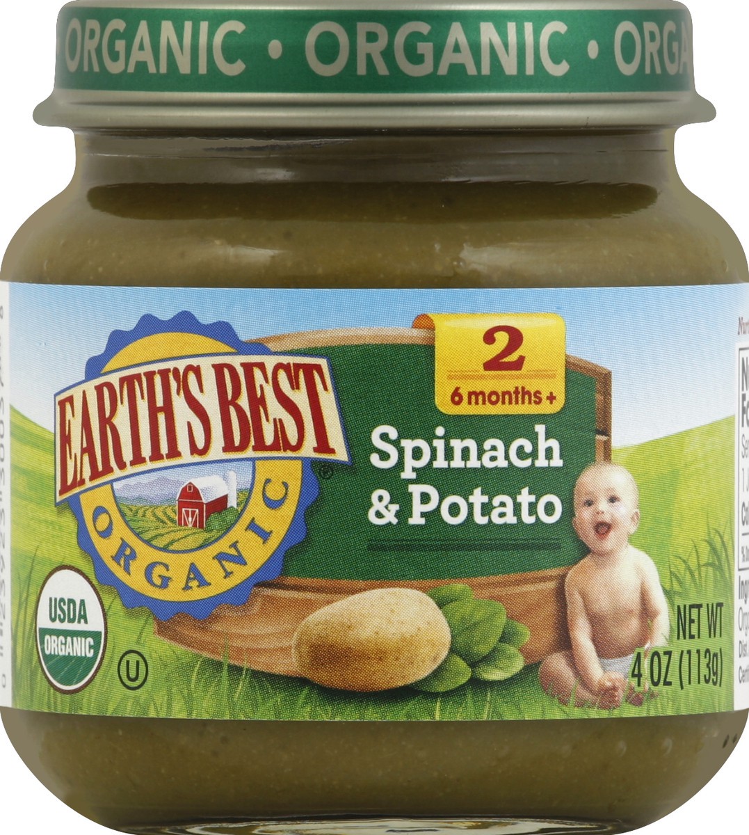 slide 5 of 6, Earth's Best Organic Spinach & Potato Baby Food, 4 oz