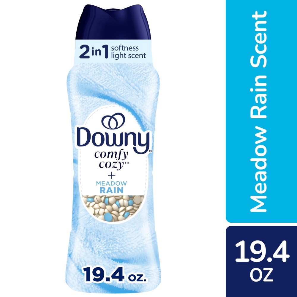 slide 1 of 6, Downy Comfy Cozy In-Wash Laundry Scent Booster Beads, Meadow Rain Scent, 19.4 oz, Softness and Freshness, 19.4 oz