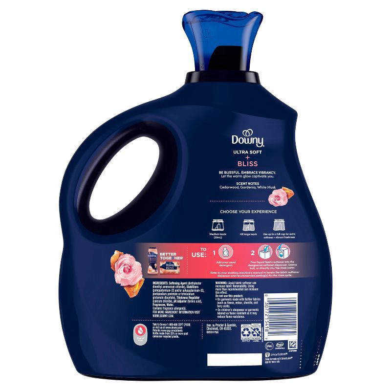 slide 3 of 13, Downy Ultra Soft + Bliss Sparkling Amber & Rose Liquid Fabric Softener - 93 fl oz, 93 oz