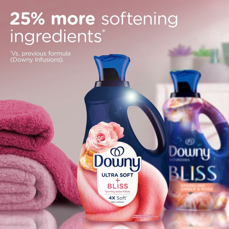 slide 2 of 13, Downy Ultra Soft + Bliss Sparkling Amber & Rose Liquid Fabric Softener - 93 fl oz, 93 oz