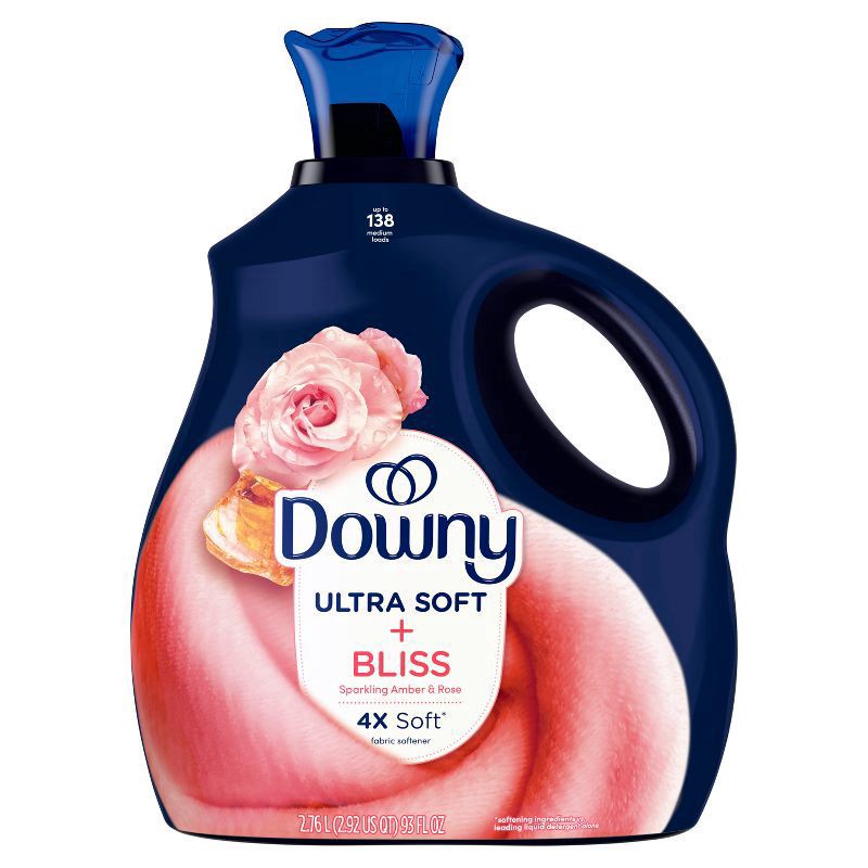 slide 9 of 13, Downy Ultra Soft + Bliss Sparkling Amber & Rose Liquid Fabric Softener - 93 fl oz, 93 oz