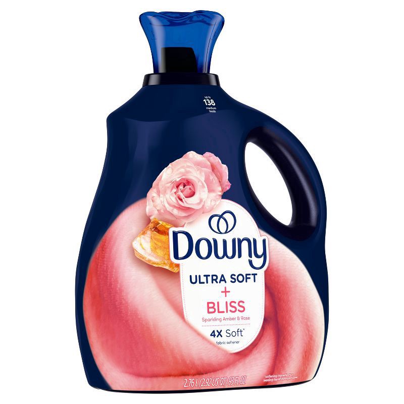 slide 13 of 13, Downy Ultra Soft + Bliss Sparkling Amber & Rose Liquid Fabric Softener - 93 fl oz, 93 oz
