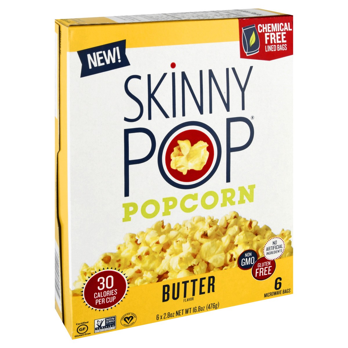 slide 5 of 9, SkinnyPop Microwave Bags Butter Flavor Popcorn 6 ea, 6 ct