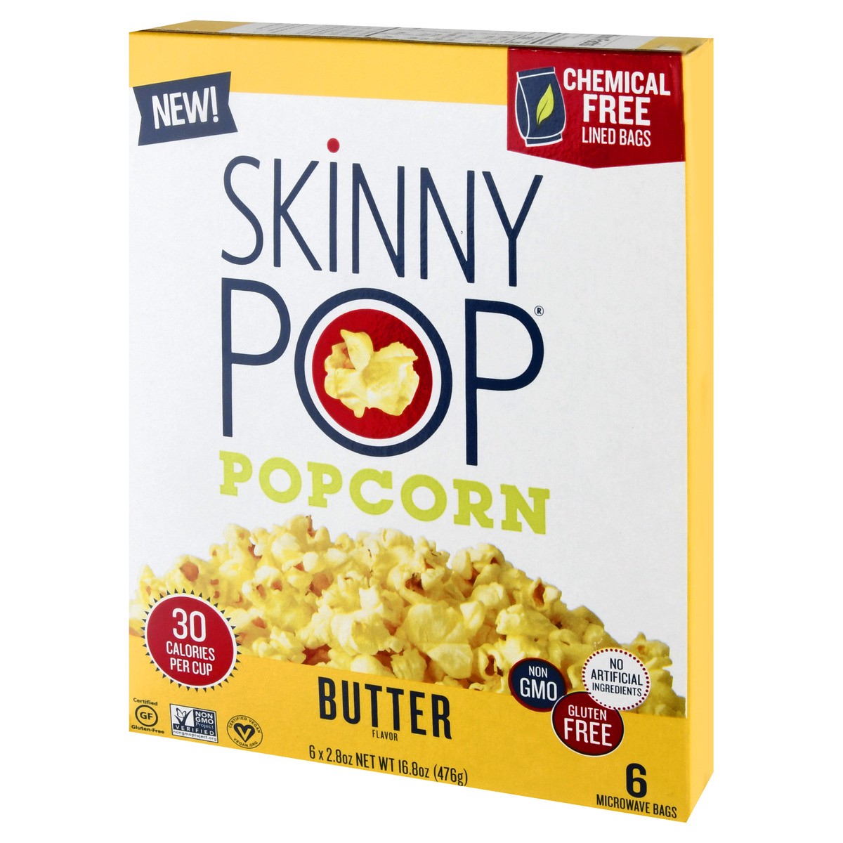 slide 9 of 9, SkinnyPop Microwave Bags Butter Flavor Popcorn 6 ea, 6 ct