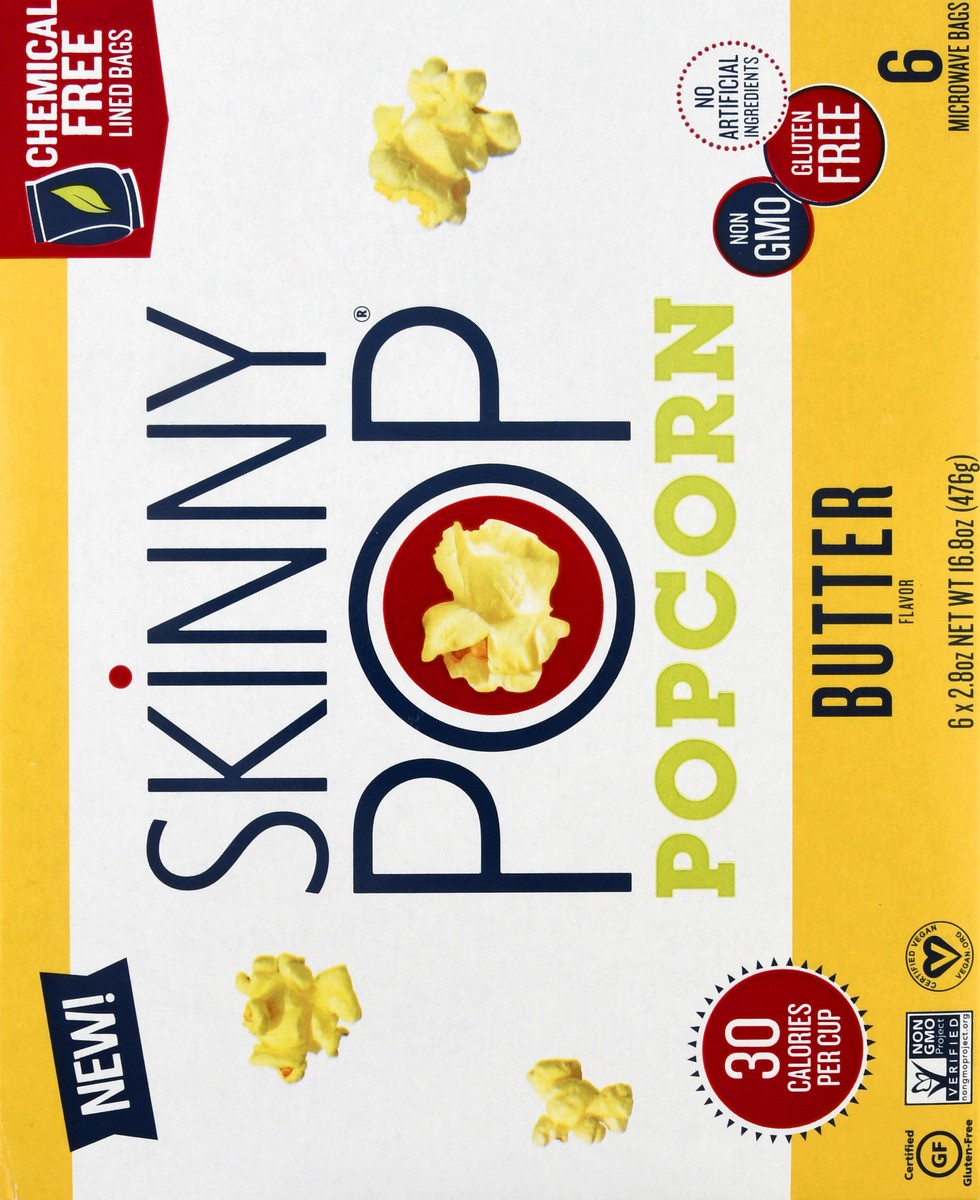 slide 4 of 9, SkinnyPop Microwave Bags Butter Flavor Popcorn 6 ea, 6 ct