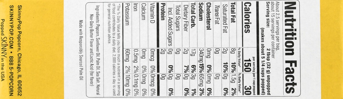 slide 8 of 9, SkinnyPop Microwave Bags Butter Flavor Popcorn 6 ea, 6 ct