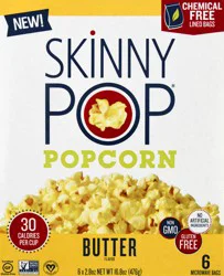 SkinnyPop Microwave Bags Butter Flavor Popcorn 6 ea