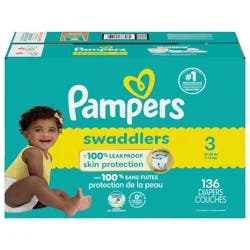 Pampers Swaddlers Diapers, Size 3 (16-28 lbs), 136 Count, Ultra Absorbent Disposable Baby Diaper