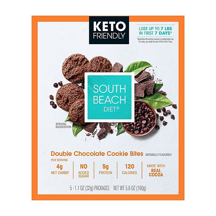 slide 1 of 1, South Beach Diet Double Chocolate Cookie Bites - Keto Friendly, 6.9 oz