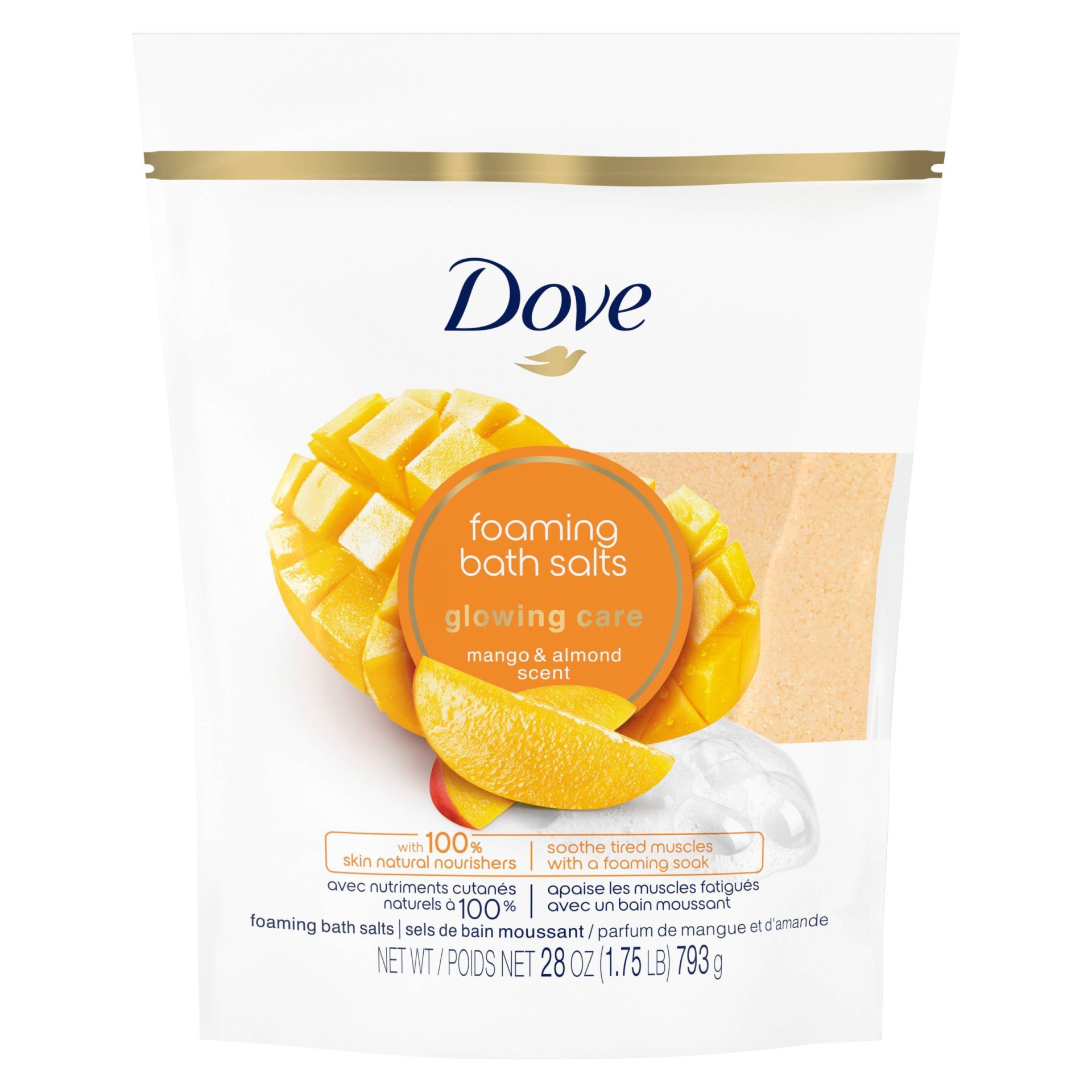 slide 1 of 1, Dove Beauty Nourishing Secrets Glowing Ritual Sulfate Free Nourishing Bath Salt Mango & Almond, 28 oz