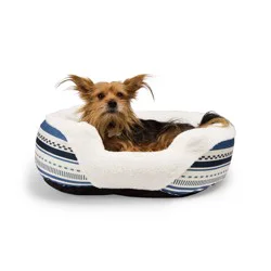 EveryYay Essentials Cuddler Pet Bed, 23" L X 17" W X 7" H, Small, Navy Stripe