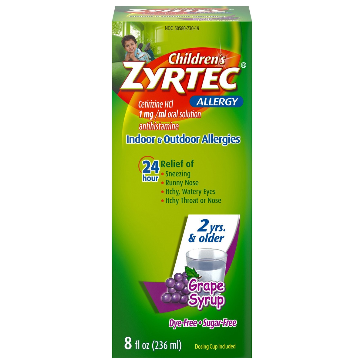 slide 7 of 13, Zyrtec Children's Zyrtec Allergy Syrup, Dye-Free, Sugar-Free, Grape, 8 Fl. Oz, 8 fl oz