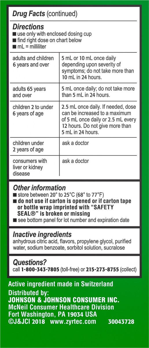 slide 8 of 13, Zyrtec Children's Zyrtec 24 Hour Allergy Relief Syrup, 5 mg Cetirizine HCl Antihistamine, Kids Allergy Medicine for Indoor & Outdoor Allergy Relief, Dye-Free & Sugar-Free, Grape, 8 fl. oz, 8 fl oz