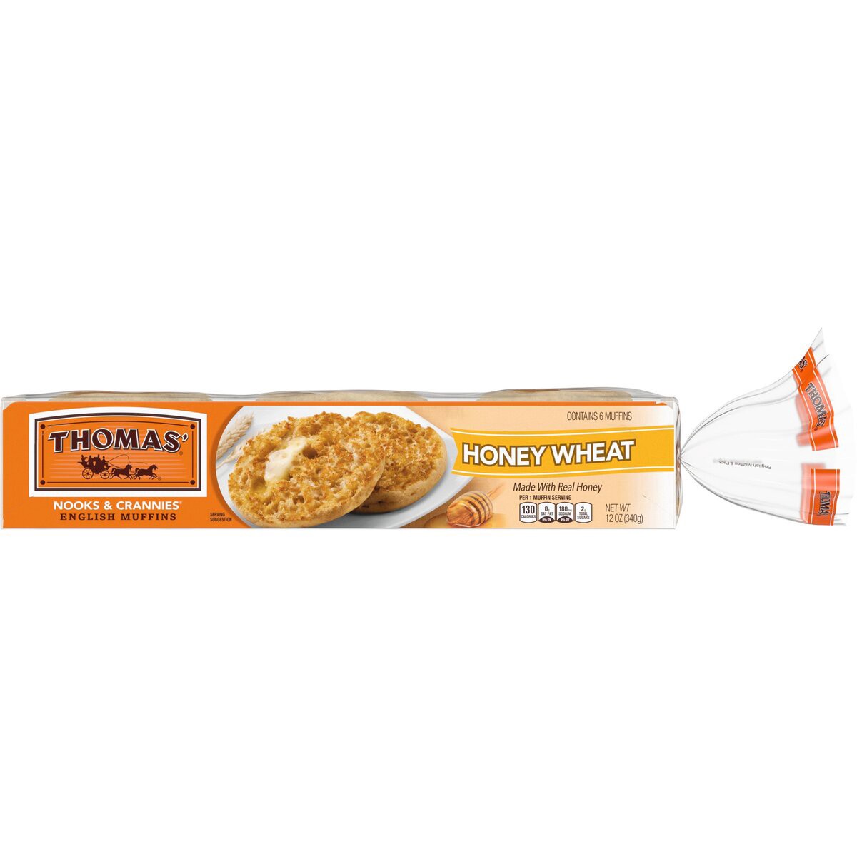 slide 7 of 7, Thomas' Honey Wheat English Muffin, 6 ct