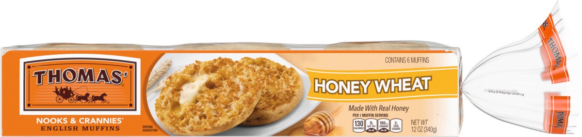 slide 5 of 7, Thomas' Honey Wheat English Muffin, 6 ct