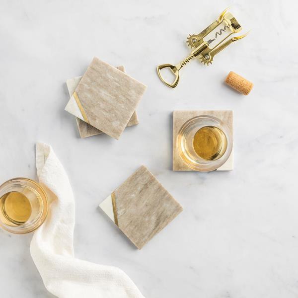 slide 1 of 1, Hy-Vee Seasons Square Marble Coasters, Set Of 4, 1 ct