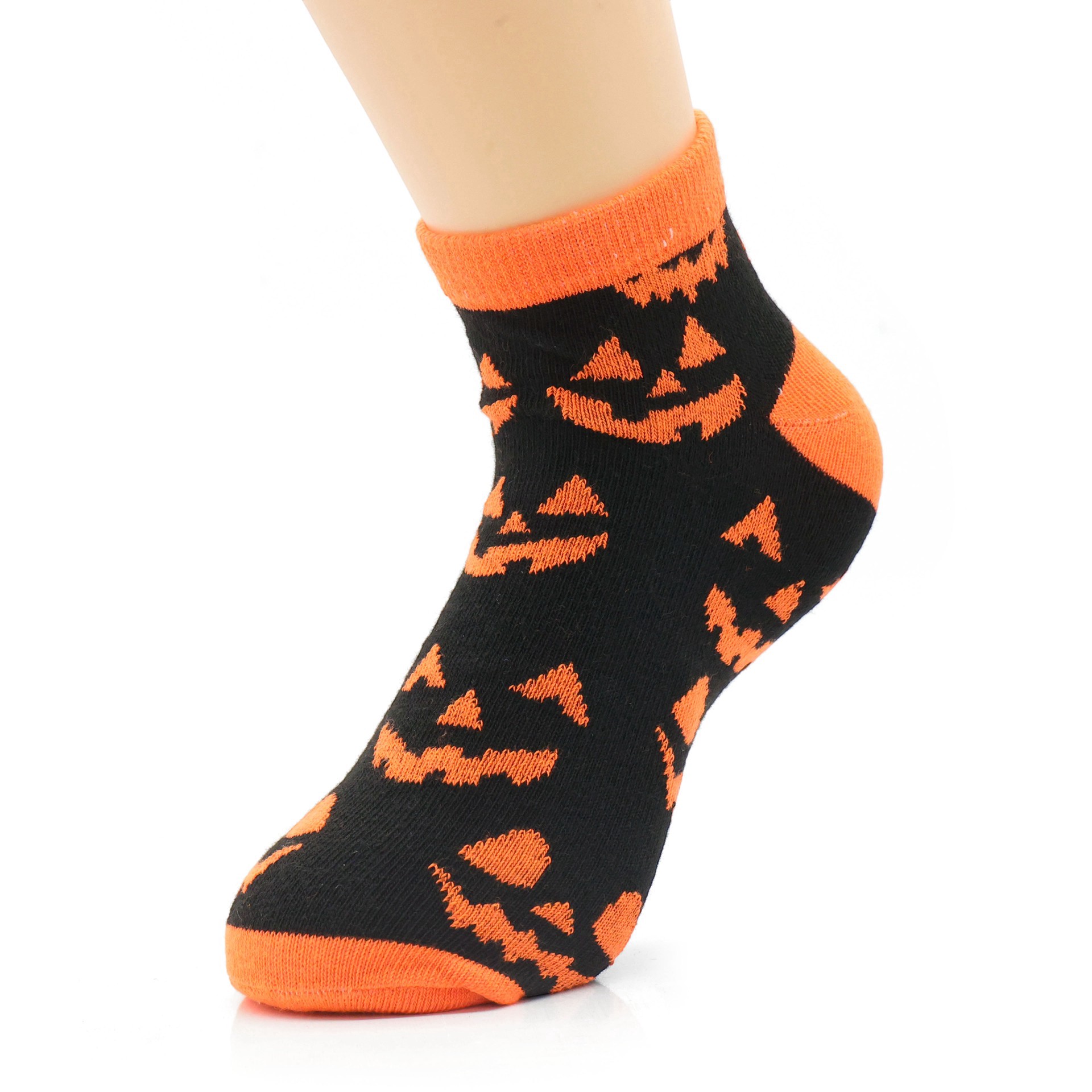 slide 4 of 4, Jack-O'-Lantern Face Ankle Socks By Celebrate It, 1 ct