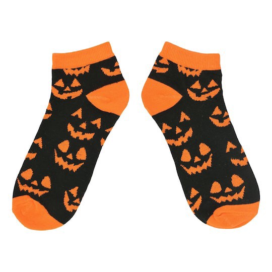 slide 1 of 4, Jack-O'-Lantern Face Ankle Socks By Celebrate It, 1 ct