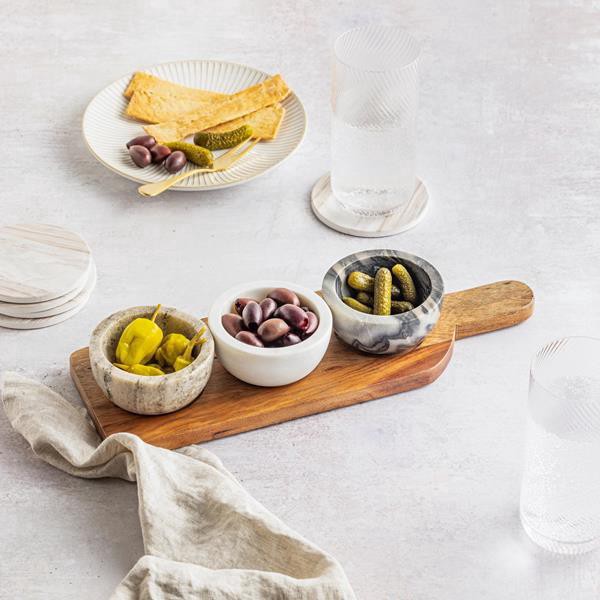 slide 1 of 1, Hy-Vee Seasons Marble Bowls And Serving Board, Set Of 4, 1 ct