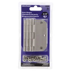 Hillman Hardware Essentials 5/8" Round Corner Satin Nickel Door Hinges (3-1/2")