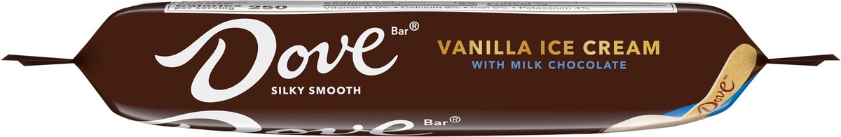 slide 5 of 9, DOVE Vanilla Ice Cream Bar Coated With Milk Chocolate, 1 ct, 2.89 fl oz