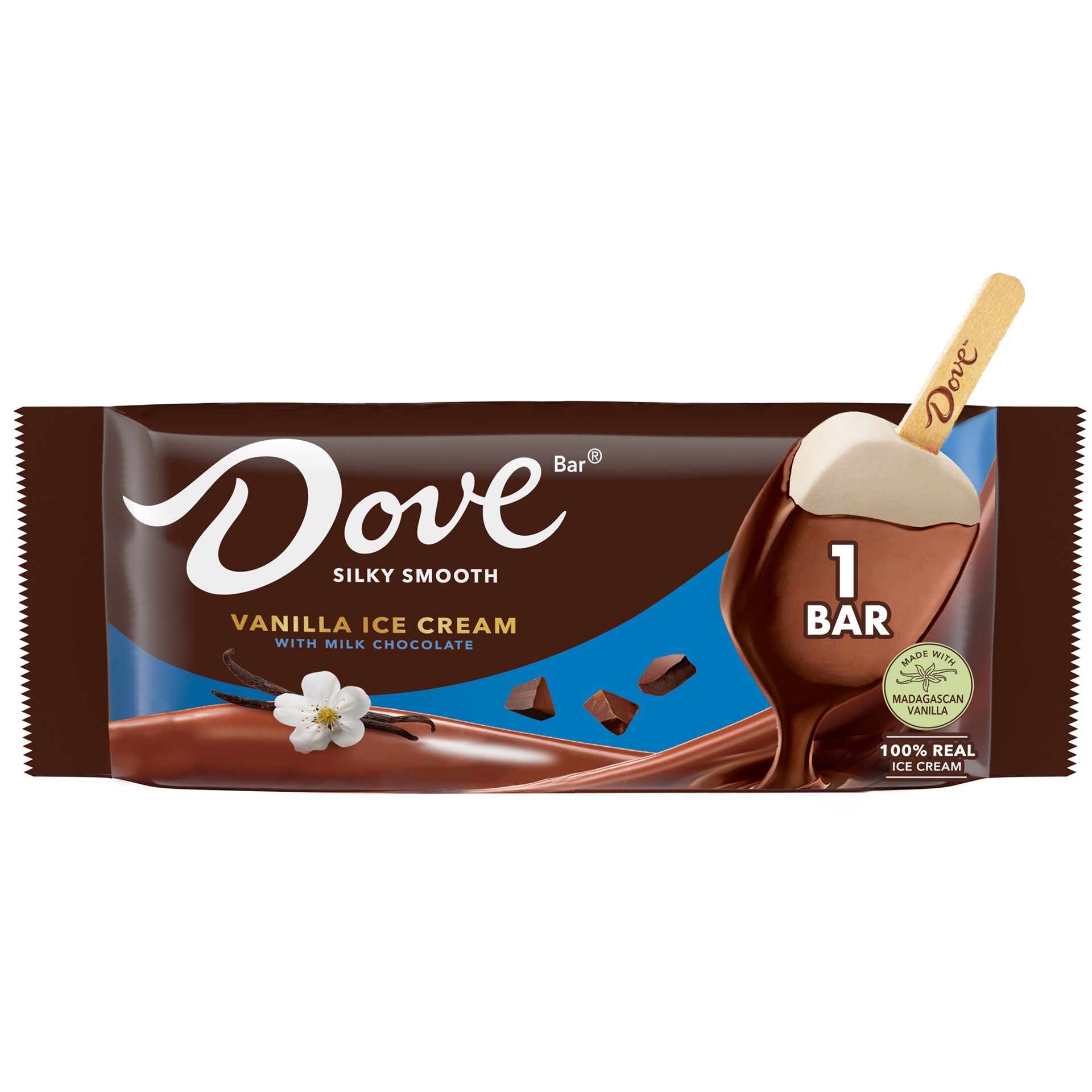 slide 1 of 9, DOVE Vanilla Ice Cream Bar Coated With Milk Chocolate, 2.89 Oz, 2.89 fl oz