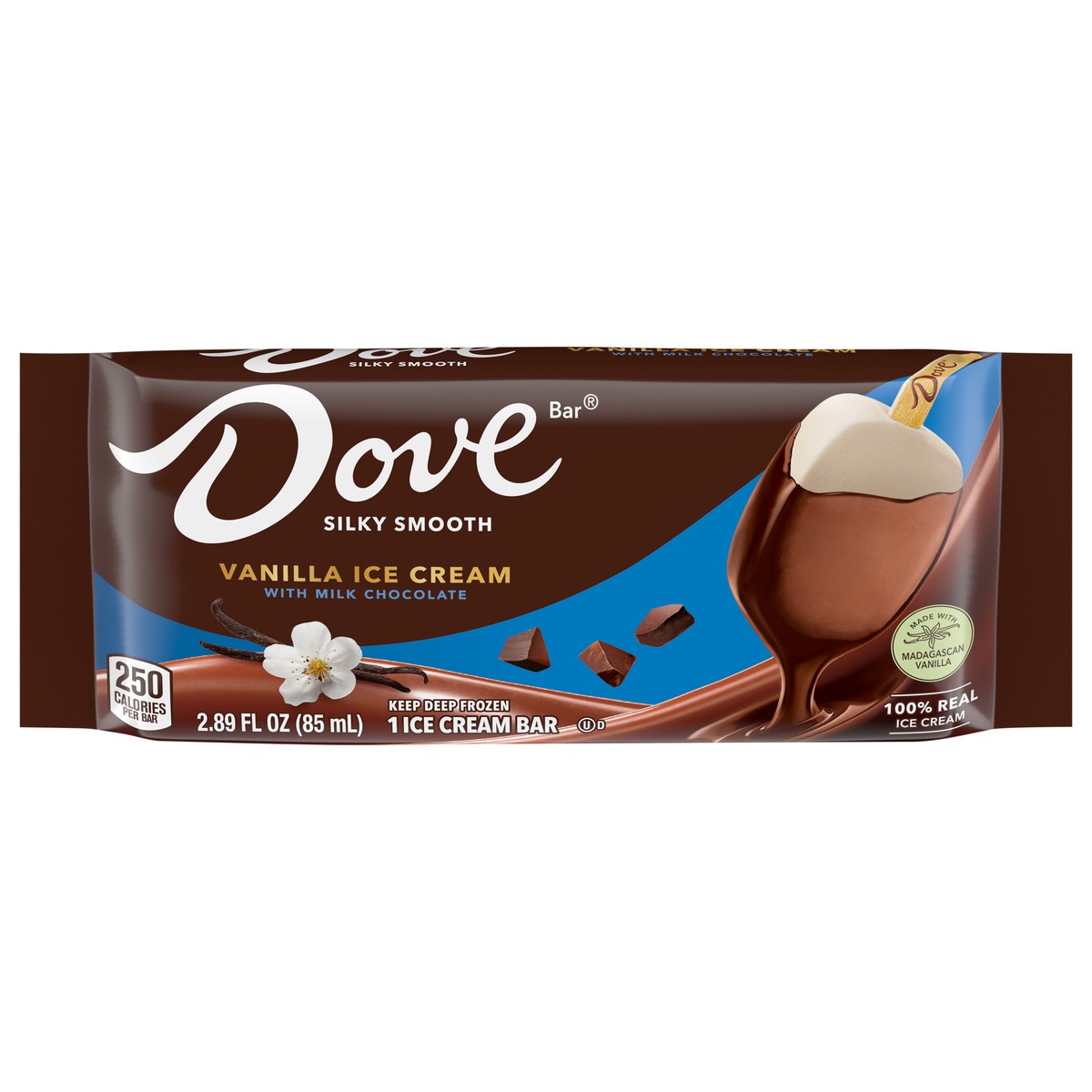 slide 1 of 9, DOVE Vanilla Ice Cream Bar With Milk Chocolate, 2.89 fl oz