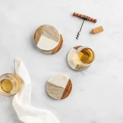 Hy-Vee Seasons Round Marble Coasters, Set Of 4