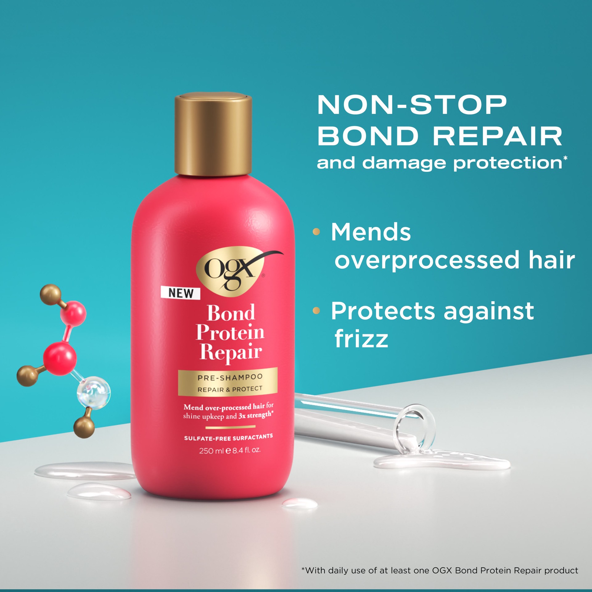 slide 5 of 9, Ogx Pre-Shampoo, Bond Protein Repair, 8.4 fl oz