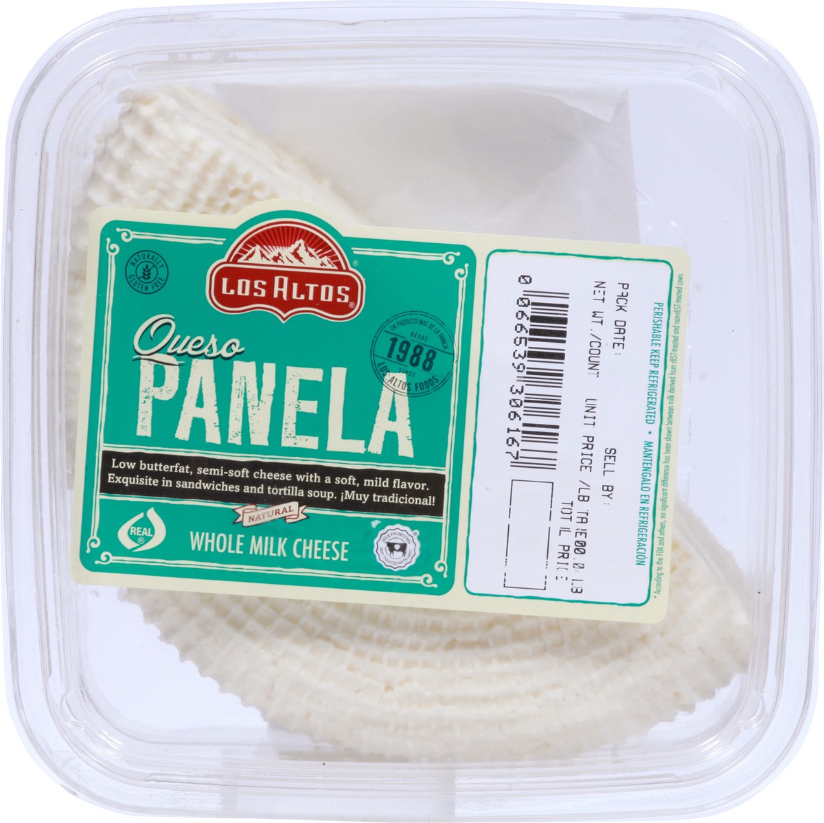 slide 11 of 12, Los Altos Whole Milk Natural Gluten Free Queso Panela Cheese 1.03 lb, per lb