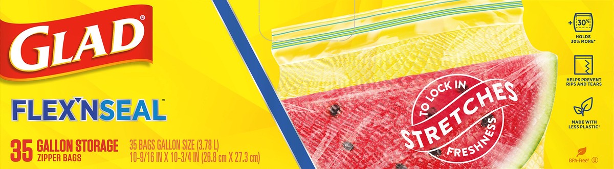 slide 1 of 4, Glad Flex N Seal Gallon Storage Zipper Bags 35 ea, 35 ct