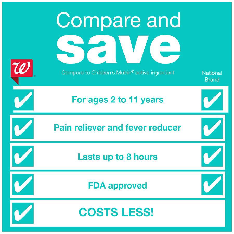 slide 5 of 5, Walgreens Children's Ibuprofen 100 mg, Chewable Orange, 24 ct
