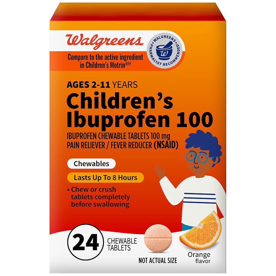 slide 1 of 5, Walgreens Children's Ibuprofen 100 mg, Chewable Orange, 24 ct