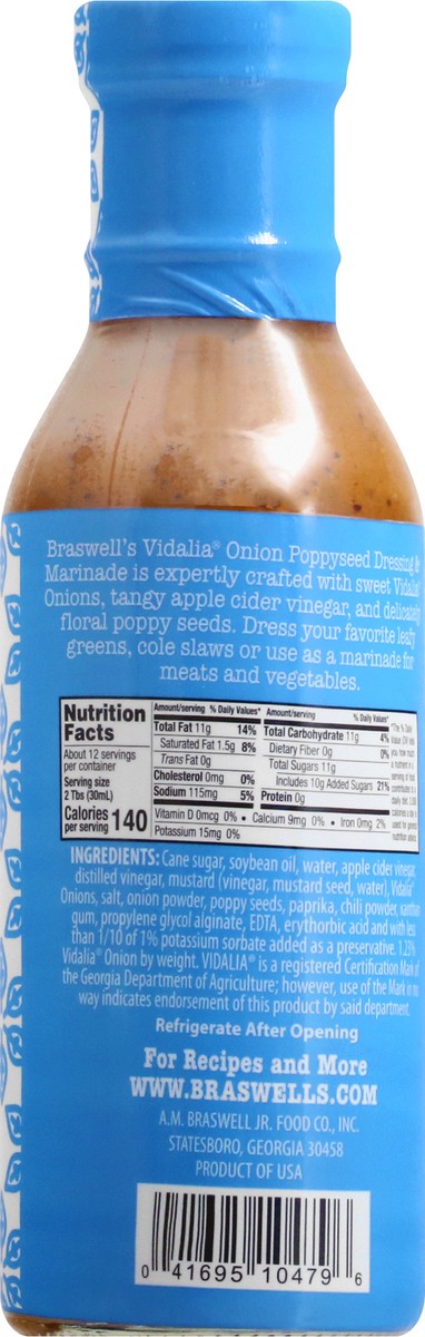 slide 3 of 13, Braswell's Vidalia Onion Poppyseed Dressing & Marinade 12 oz, 12 oz