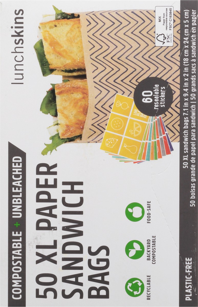 slide 9 of 9, LunchSkins Unbleached Compostable Quart Paper Bags, 50 ct