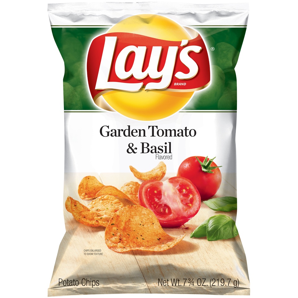 slide 1 of 2, Lay's Potato Chips Flavored Garden Tomato And Basil, 7.75 oz