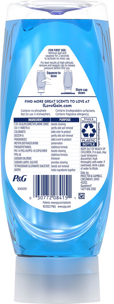slide 3 of 3, Gain EZ-Squeeze Dishwashing Liquid Dish Soap, Honeyberry Hula Scent, 14.7 fl oz, 14.7 fl oz